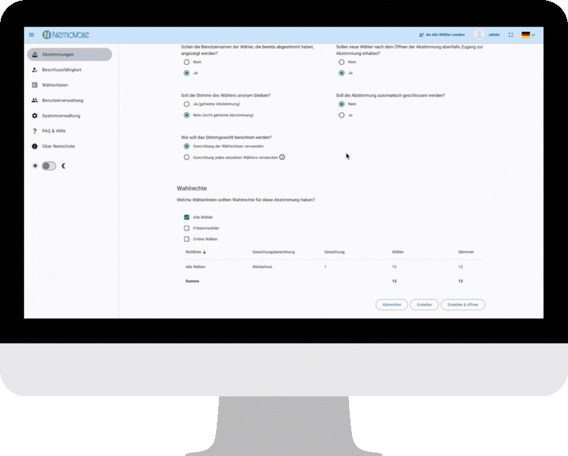 Dialog zur Aktivierung der E-Mail-Benachrichtigung für Wähler