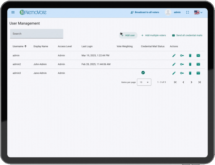 configuração do peso individual do eleitor no carregamento em lote de eleitores