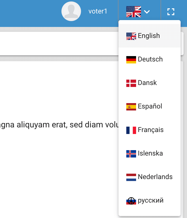 language picker in app