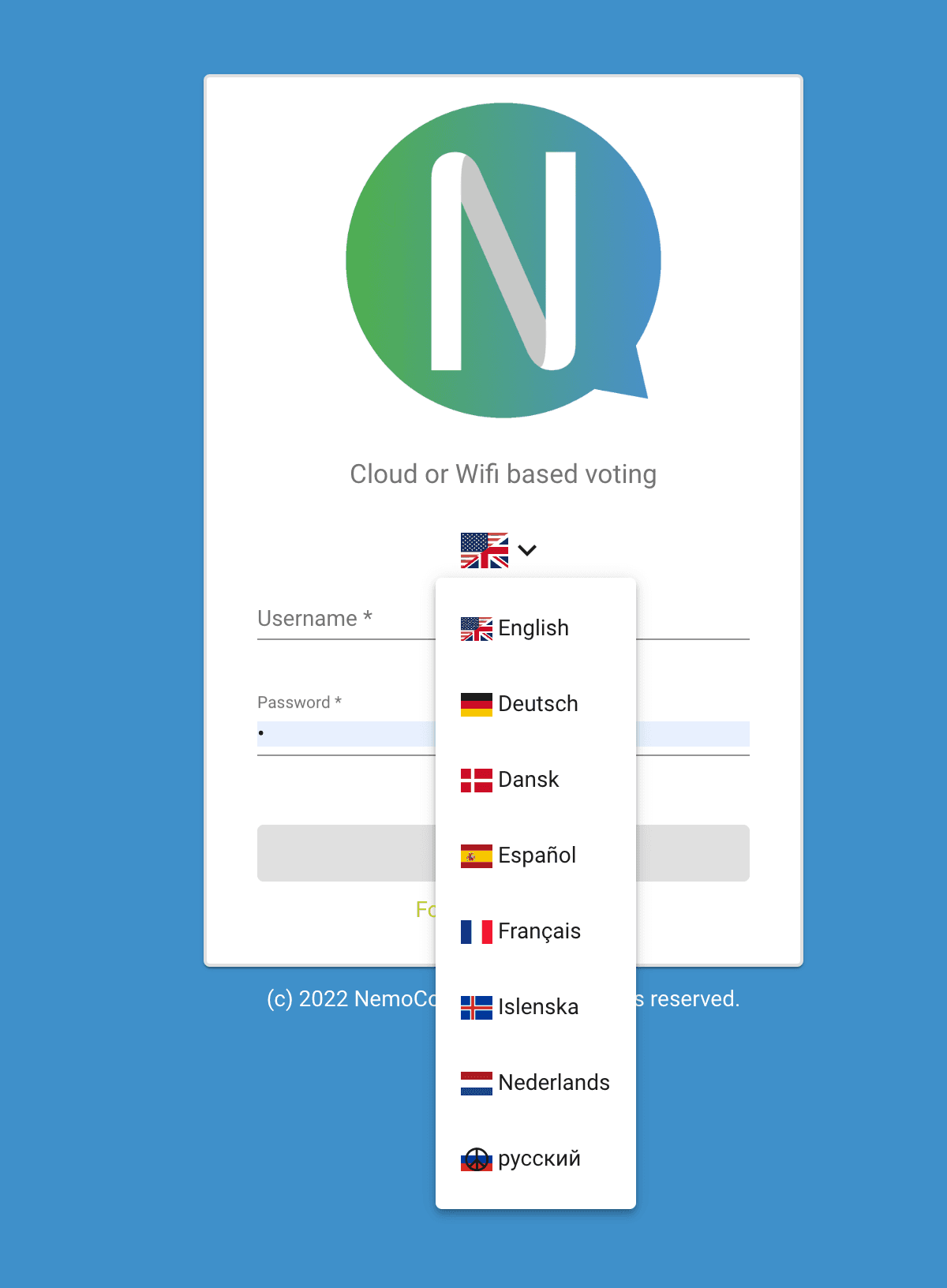 language picker in NemoVote