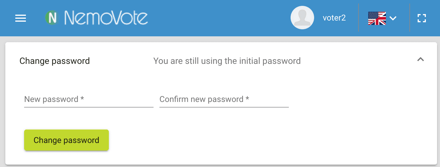 change the initial password
