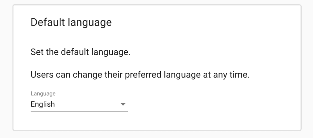 default language admin