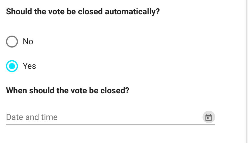 vote auto close selection