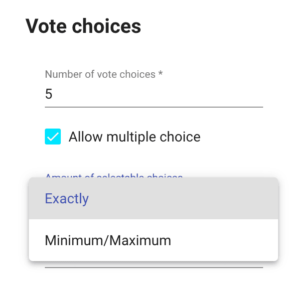 select exactly or minimum/maximum