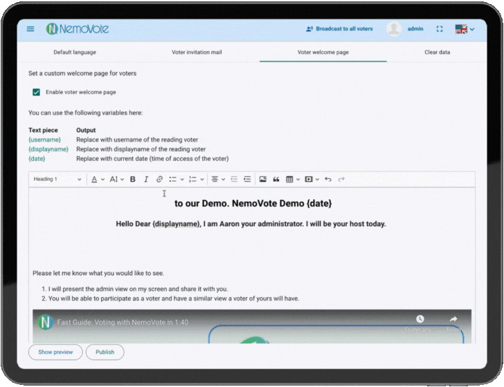 Individualized Voter Welcome Page